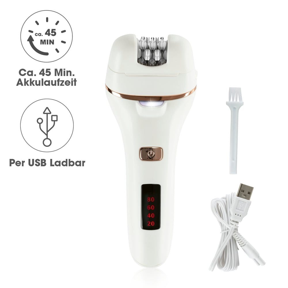 VITALmaxx Epilierer VITALmaxx Epilierer inkl. Akku & USB-Kabel - weiß/rosegold, Epilierer "Perfect Beauty" Mit LED-Licht und Akkubetrieb