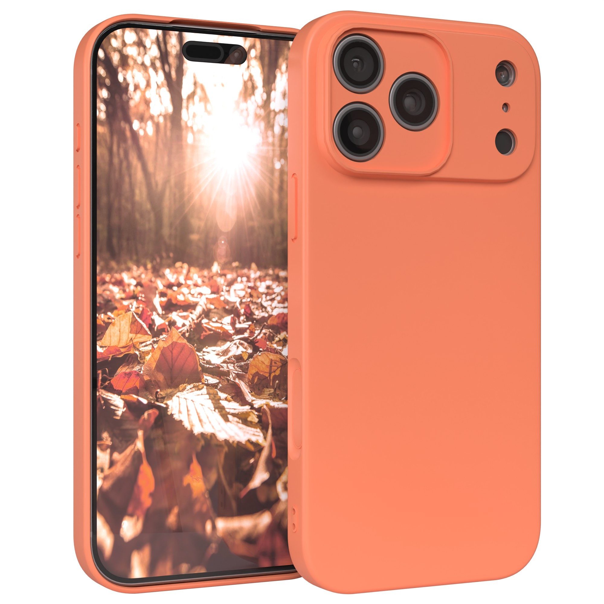 EAZY CASE Handyhülle für Apple iPhone 17 Pro Max Hülle Silikon 6,9 Zoll, Schutzhülle mit Kameraschutz Telefonhülle elastisch Bumper tpu Orange