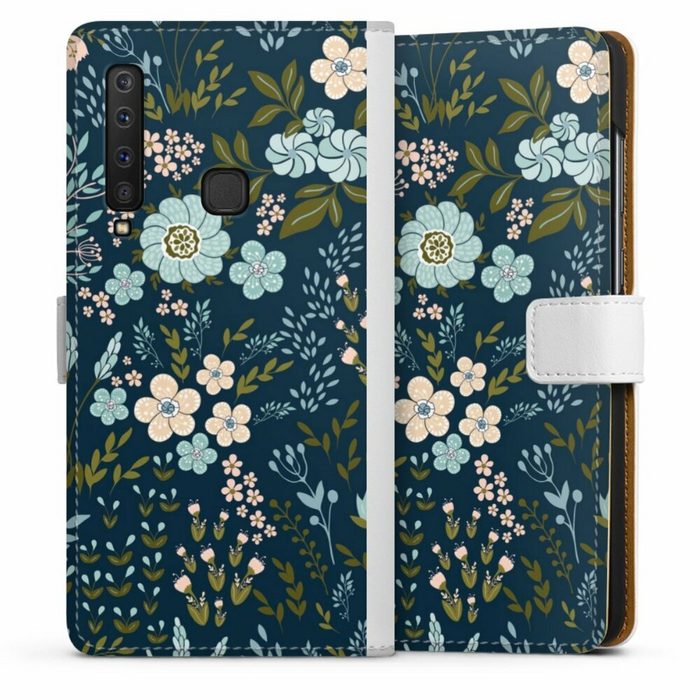 DeinDesign Handyhülle Blumen Muster Blau Floral Autumn 4 Samsung Galaxy A9 (2018) Hülle Handy Flip Case Wallet Cover
