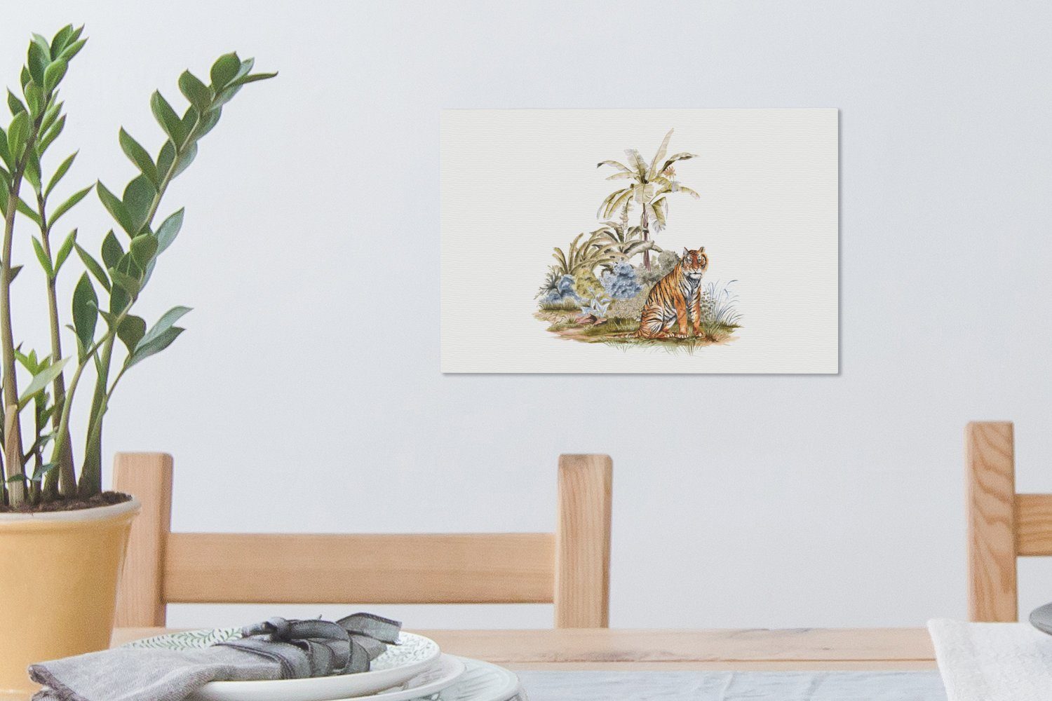 Aufhängefertig, - St), (1 cm - Wanddeko, Tiger Leinwandbilder, Wald Wandbild Gemälde, Leinwandbild OneMillionCanvasses® 30x20