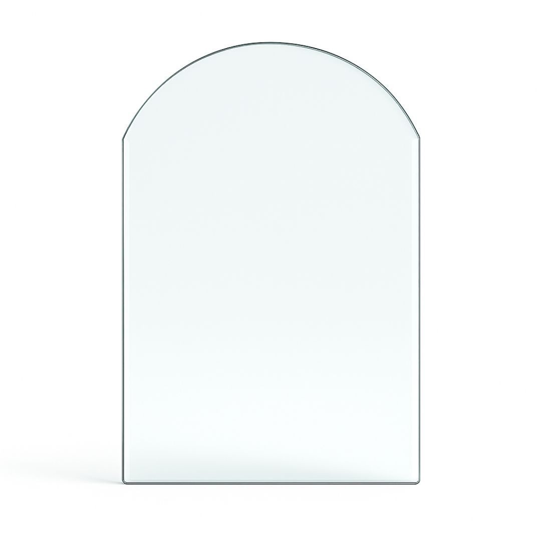 Feuercampus Bodenschutzplatte Funkenschutzplatte Glas für Kaminofen Rundbogen 120 x 100 x 0,8 cm