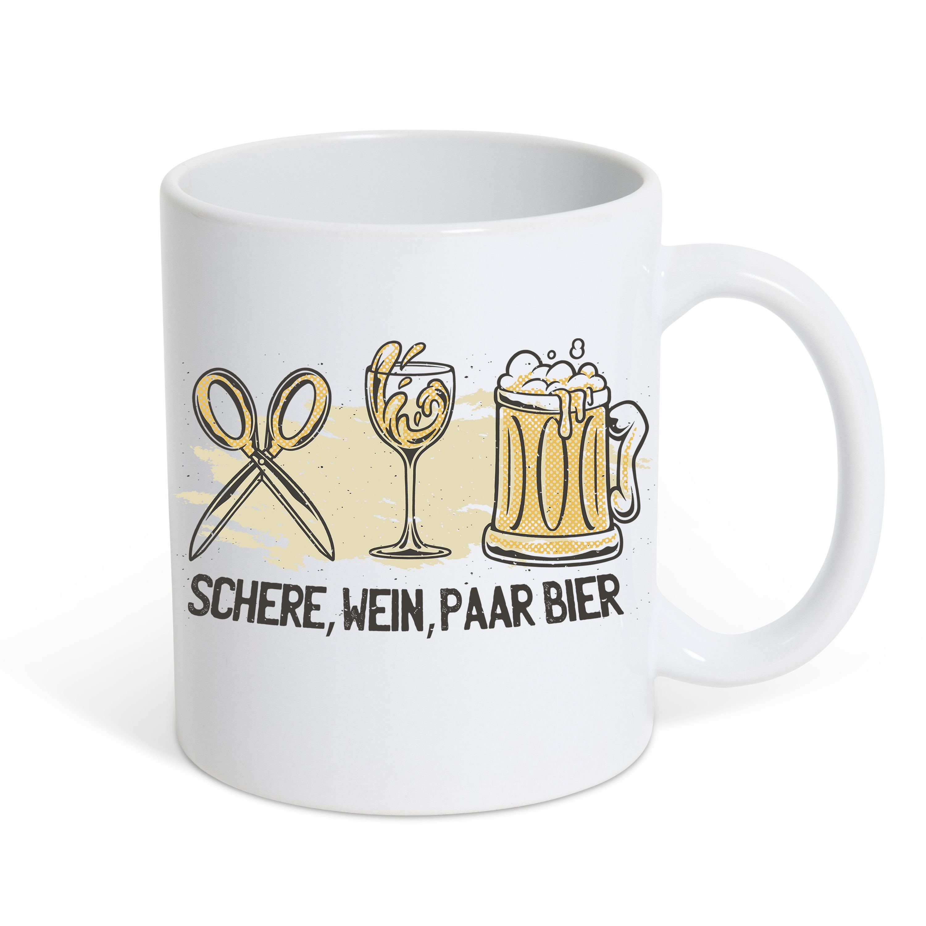 Youth Designz Tasse Schere Wein Paar Bier Kaffeetasse Geschemk, Keramik, mit lustigem Print Weiß