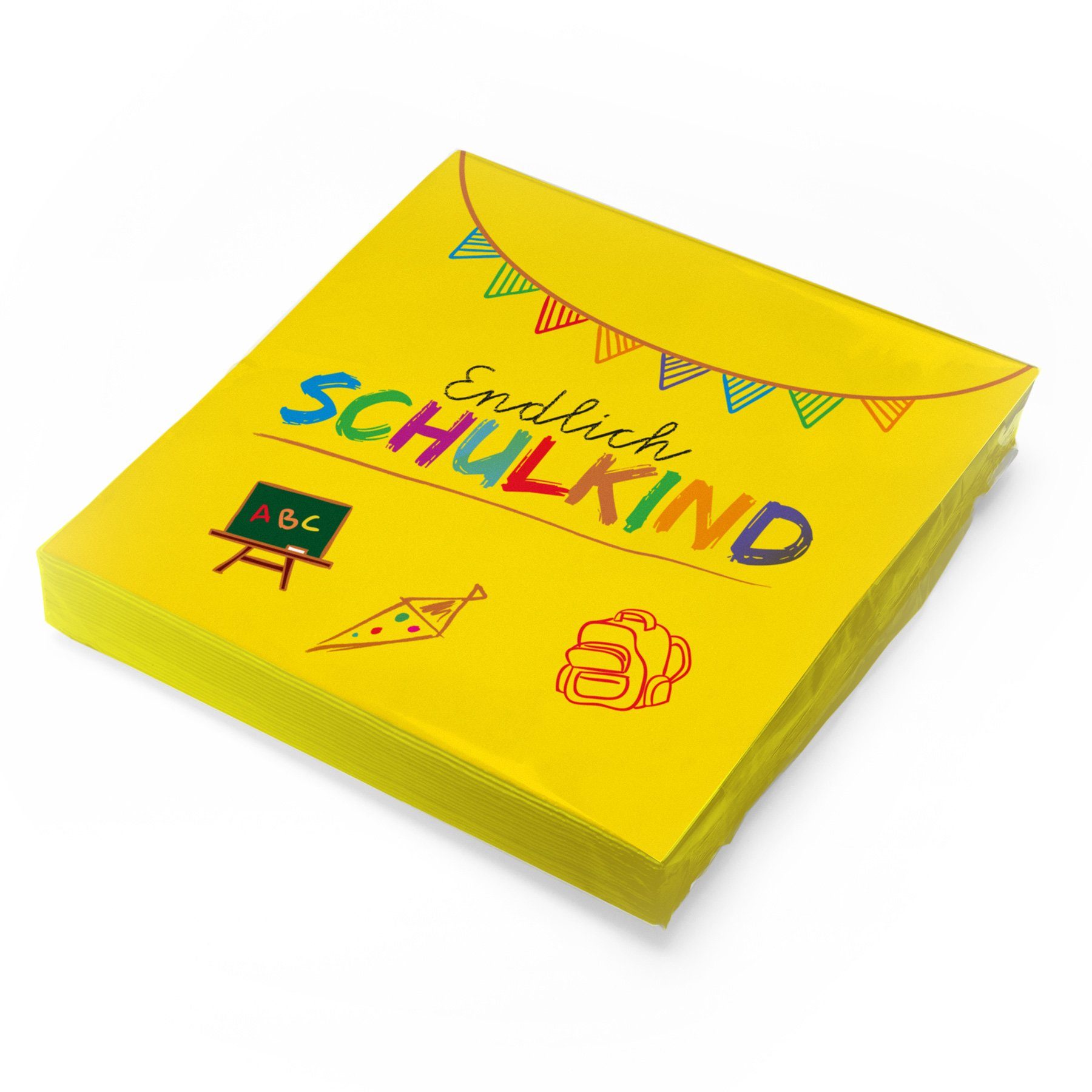 itenga Papierserviette itenga 20x Serviette Schulanfang Endlich Schulkind GELB