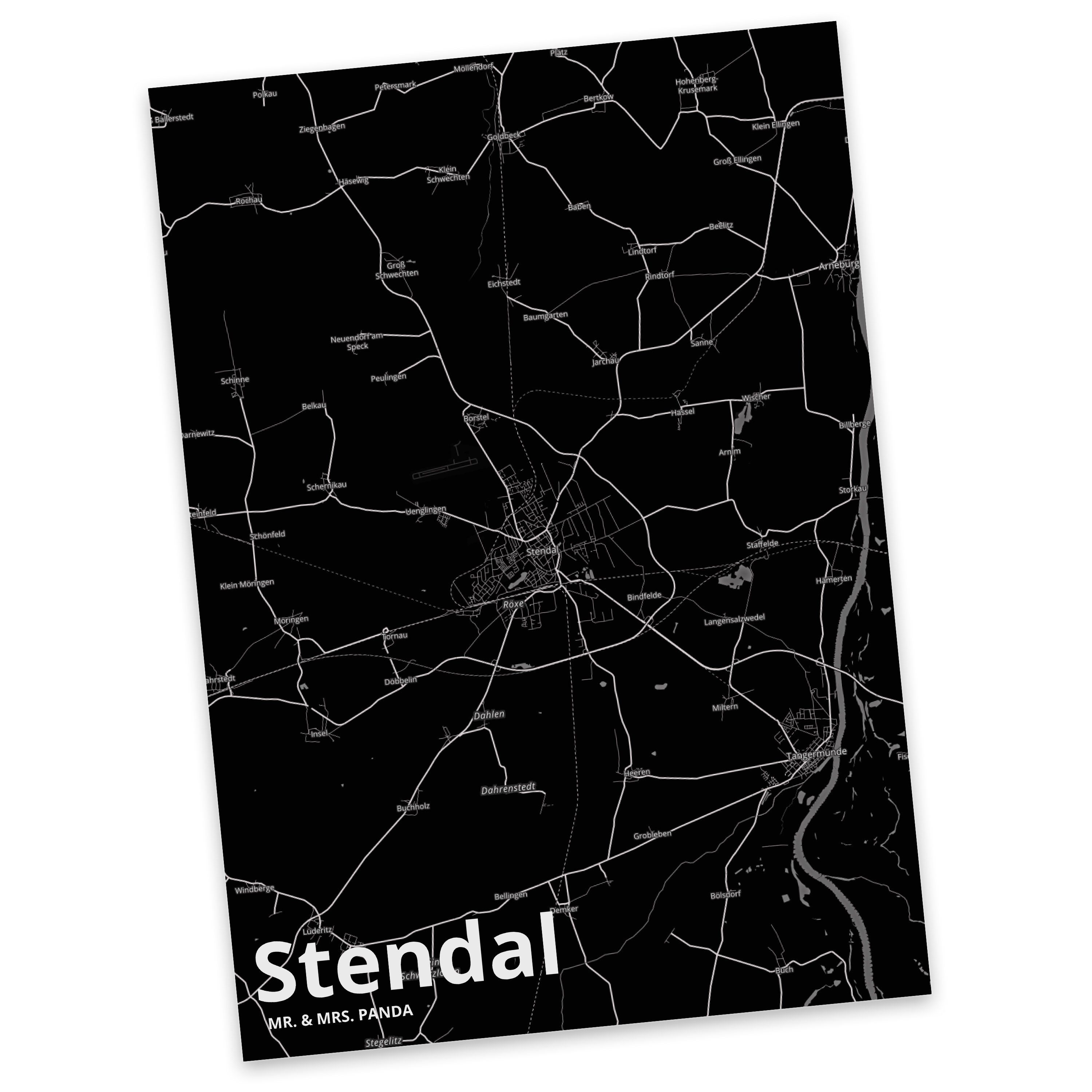 Mr. & Mrs. Panda Postkarte Stendal - Geschenk, Städte, Stadt, Dorf, Dankeskarte, Karte, Grußkart