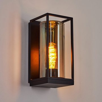 hofstein Außen-Wandleuchte »Besana« Wandlampe aus Metall in Schwarz und 2 Gläser Rauchfarben/Klar, ohne Leuchtmittel, Industrial Style Außenlampe mit Lichteffekt an der Wand, 1xE27,IP44