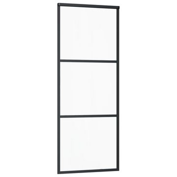 vidaXL Zimmertür Schiebetür ESG-Glas und Aluminium 76x205 cm Schwarz