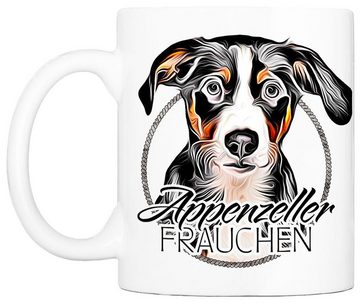Cadouri Tasse APPENZELLER FRAUCHEN - Kaffeetasse für Hundefreunde, Keramik, mit Hunderasse, beidseitig bedruckt, handgefertigt, Geschenk, 330 ml