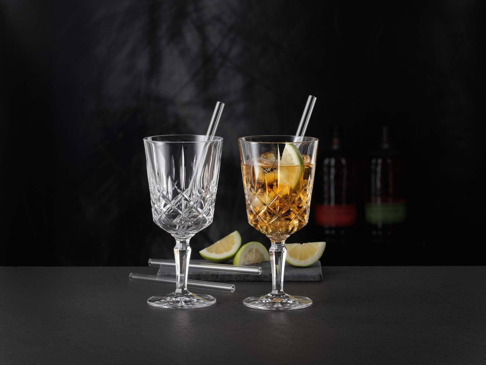 Nachtmann Weißweinglas Noblesse Cocktailgläser mit Glastrinkhalmen 355 ml, 6-tlg., Glas