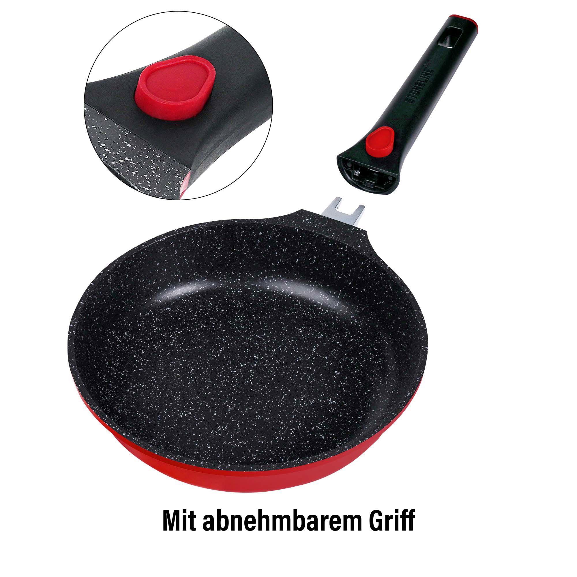 STONELINE Bratpfanne Imagination PLUS 28 cm, rot, abnehmbarer Griff, Induktion, Aluminium (1-tlg)