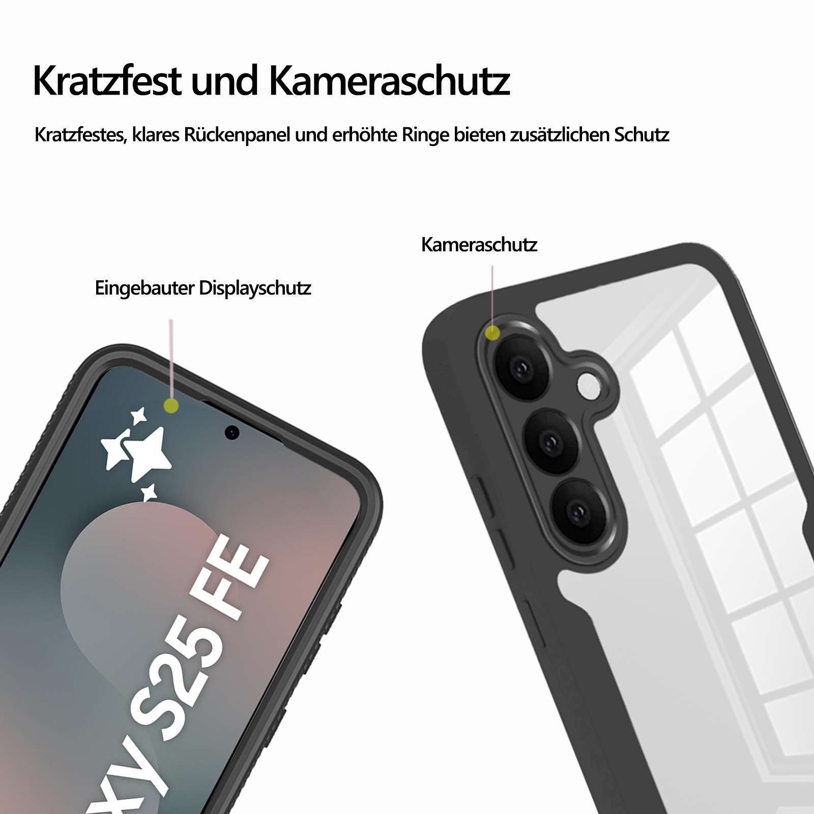 betterfon Handyhülle für Samsung Galaxy S25 FE 2-teiliges 360° TPU Schutzcase, Vollschutz Case mit integriertem Displayschutz und klarer Sicht – Bild 5 von 5