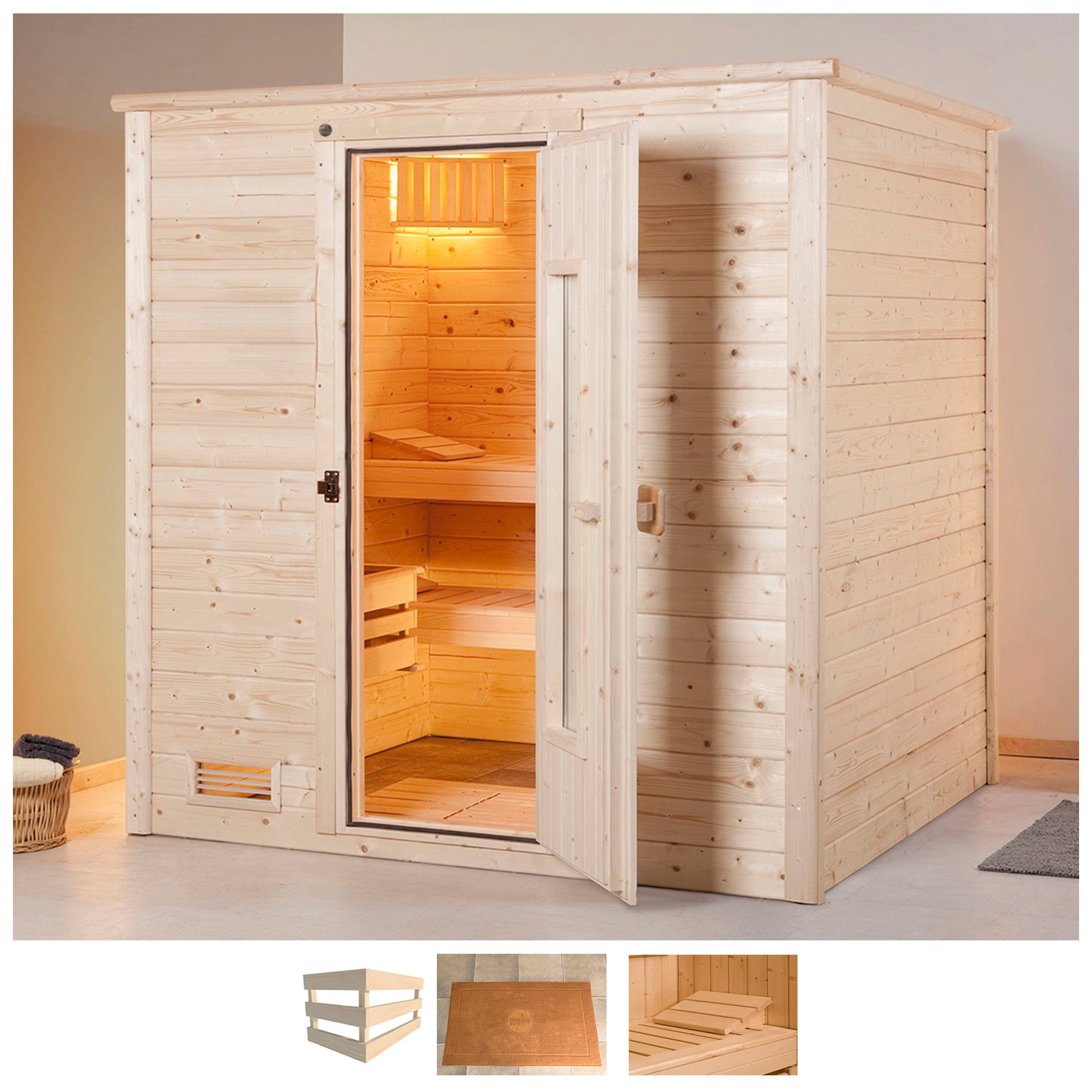 weka Sauna Bergen, BxTxH: 198 x 181 x 204 cm, 45 mm, ohne Ofen