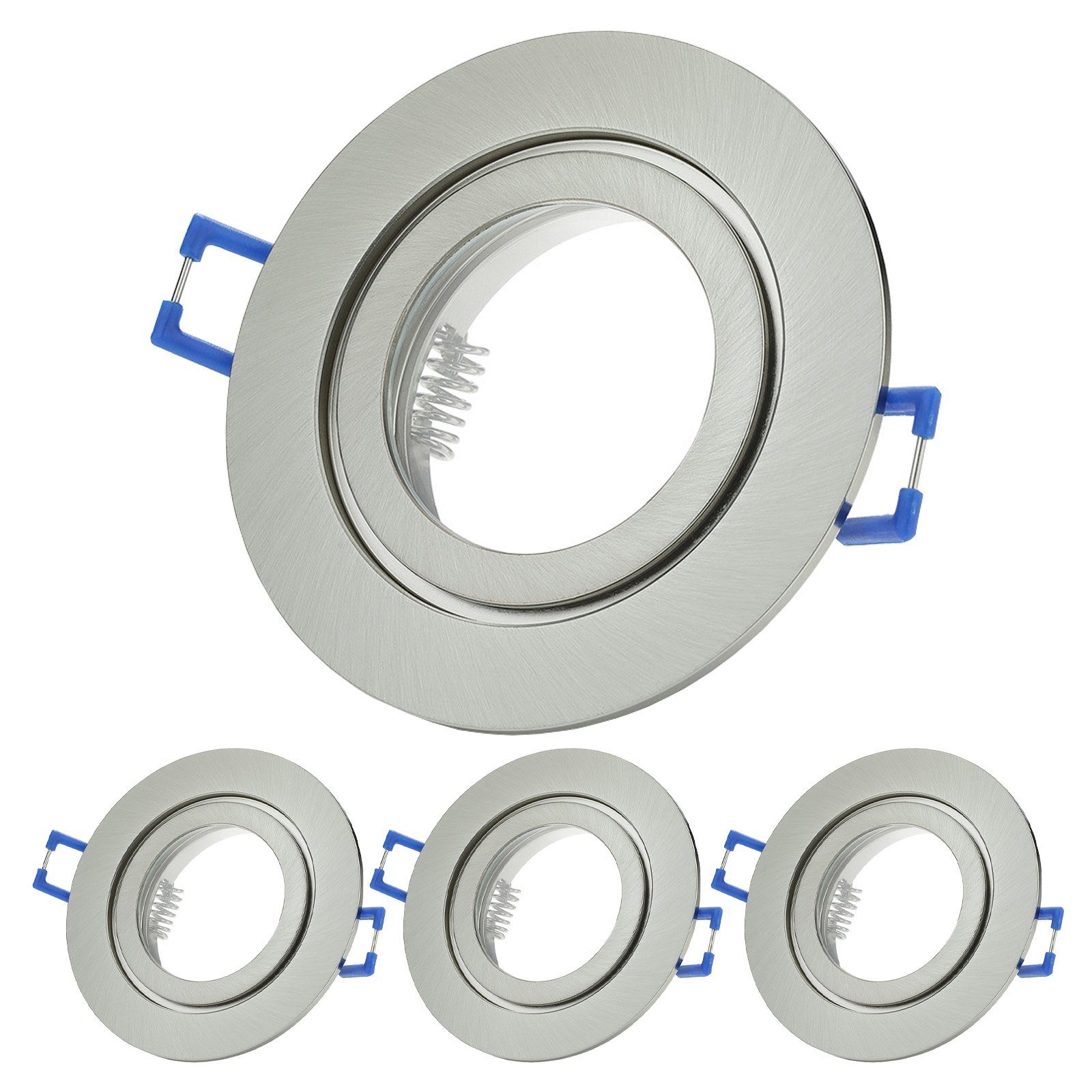 spot 4 Leuchtmittel, LED Deckenspots, Aluminium Deckenspot Sweet IP44 gebürstet Einbaustrahler ohne stück Einbauspots, Bad GU10, Chrom