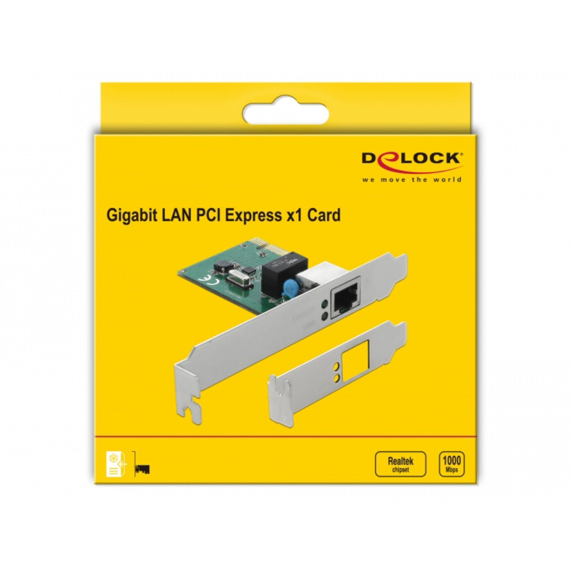 Delock DeLOCK PCIe x1 Karte auf 1 x Gigabit LAN, Netzwerk-Adapter