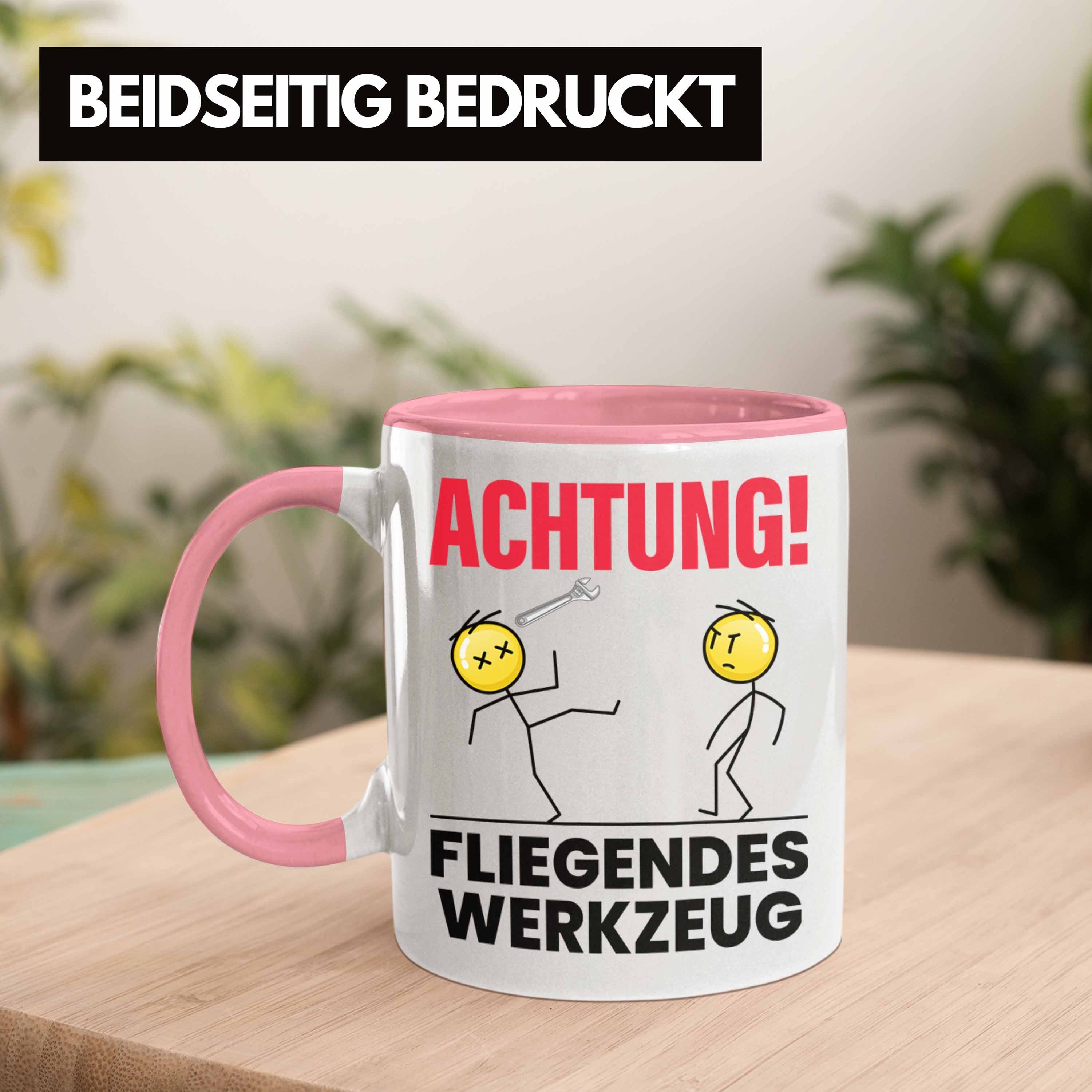 Geschenk Achtung Mec Tasse Trendation Tasse Fliegendes KFZ Rosa Werkzeug