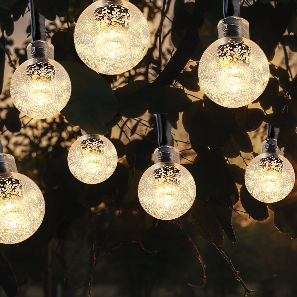Globo LED Dekolicht, LED-Leuchtmittel fest verbaut, Warmweiß, 2x Solarlampe Lichterkette Garten Dekolicht 20x LED warmweiß L 280 cm | Solarleuchten