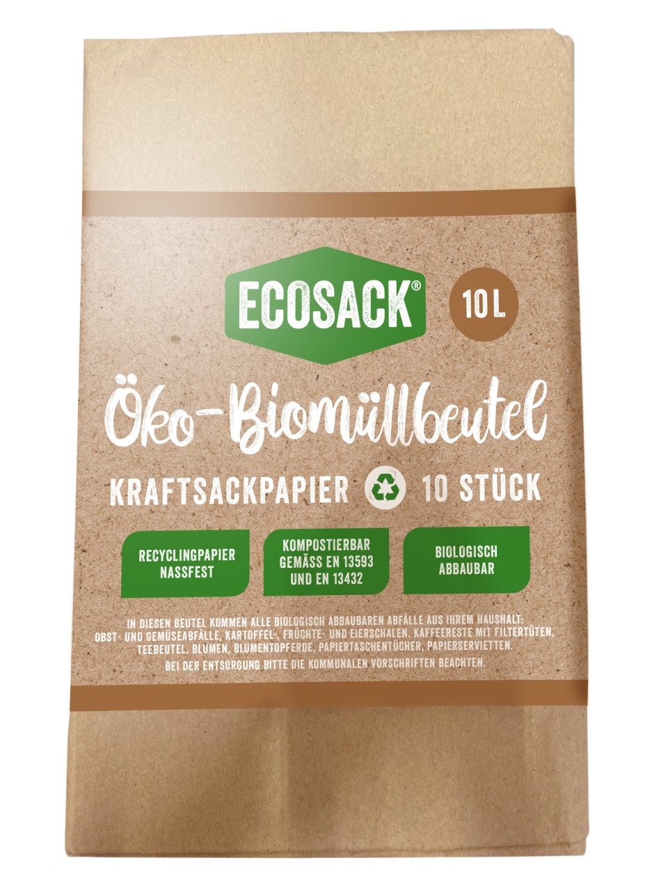 ECOSACK Müllbeutel Biomüllbeutel 10 L, 10 Stück
