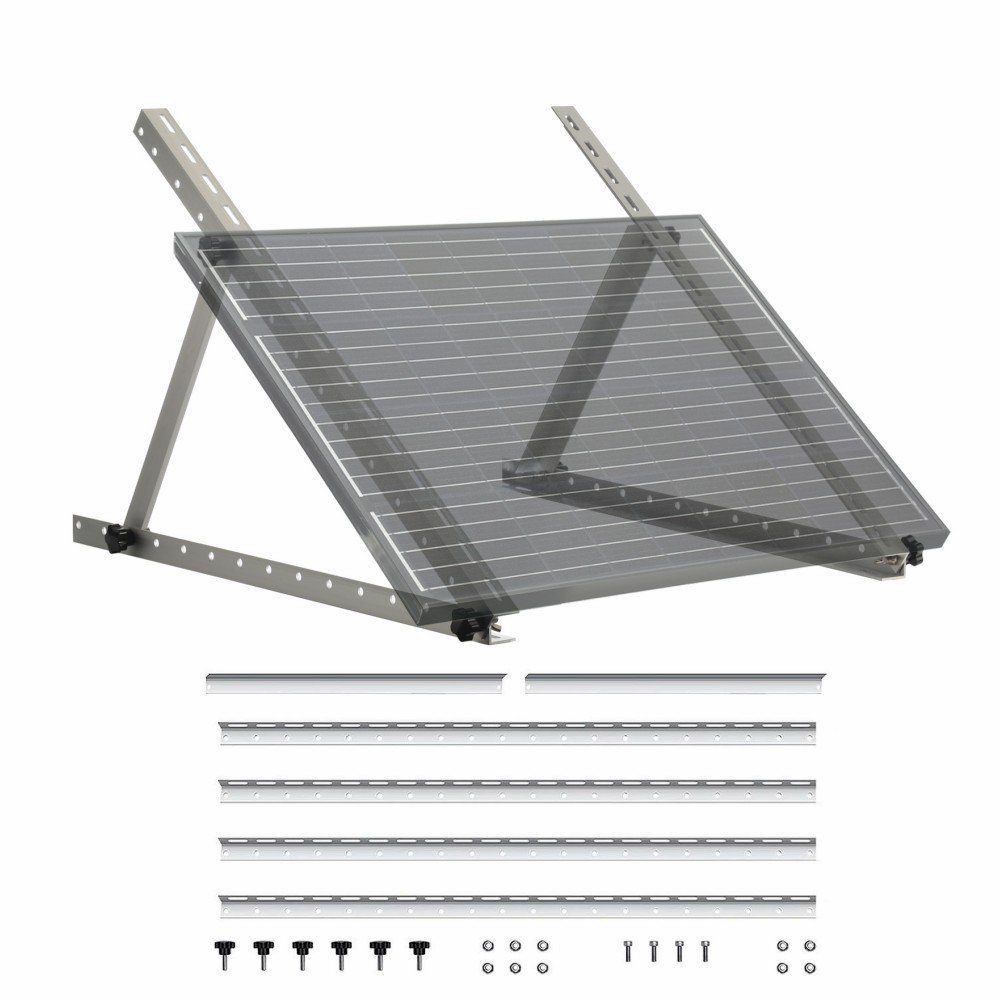 LETGOSPT Solarmodul-Halterung 4 Stück Solarmodule Halterung Generate balkonkraftwerk halterung, (2 Sets (4 Stück) 0°-90° Aufständerung Halterung für Flachdach Wand)