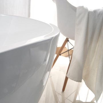 Aloni Badewanne FB6100, (1-tlg), Aloni Rondo Freistehende Badewanne Acryl Weiß rund 180x80 cm