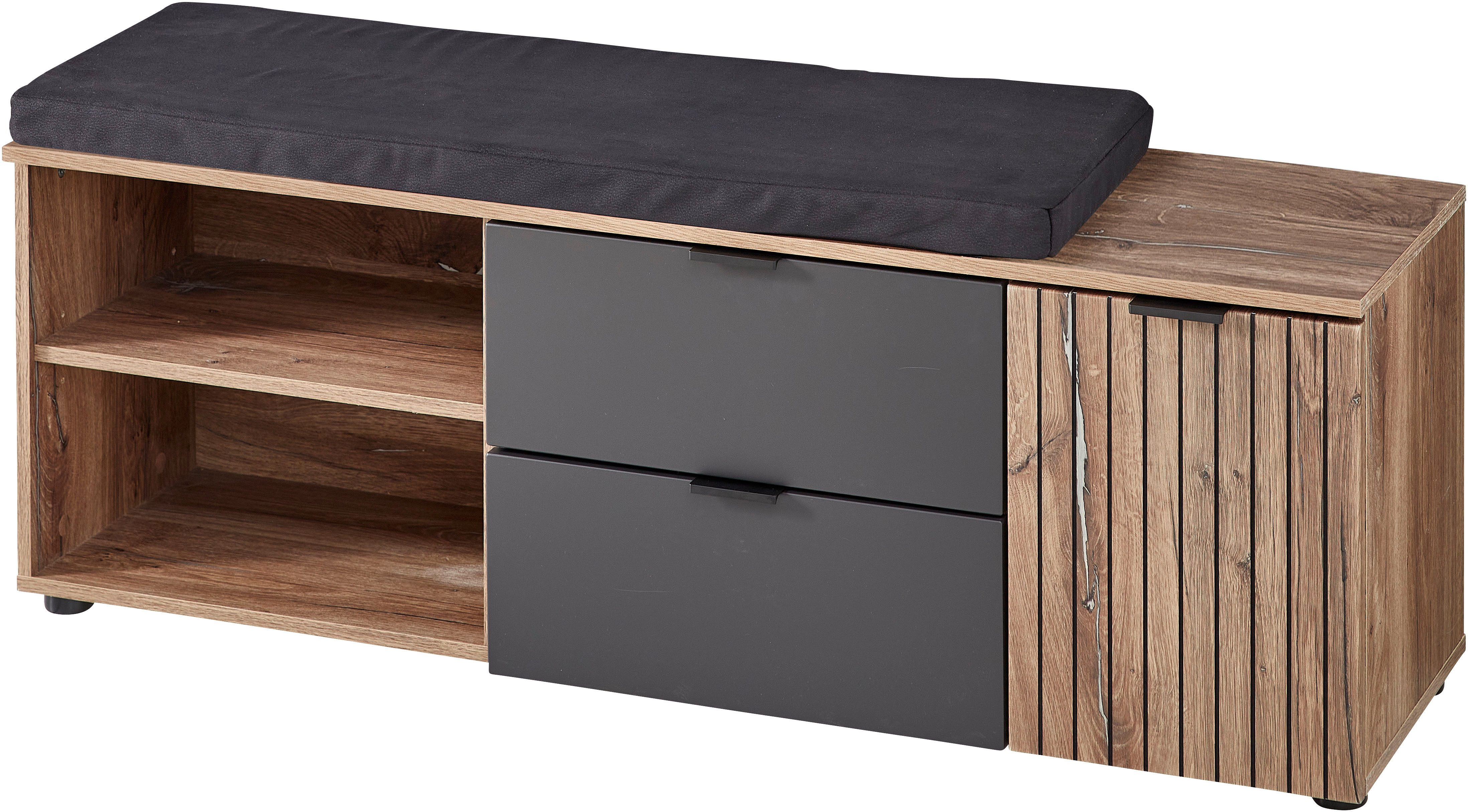 Innostyle Sitzbank Line Schuhbank inkl. Sitzkissen, 134x51x38cm (B/H/T) (1-St), 1 türig, 2 Schubkästen, Sitzkissen, Soft-Close, ABS-Schutzkanten
