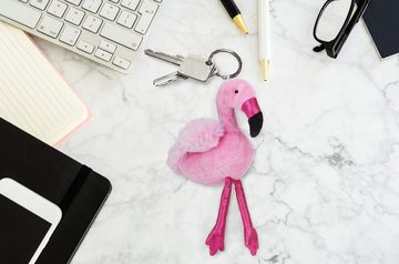 BRUBAKER Schlüsselanhänger Flamingo 20 cm mit Aufhänger, Taschenanhänger Kuscheltier mit Glitzer, Plüsch Stofftier