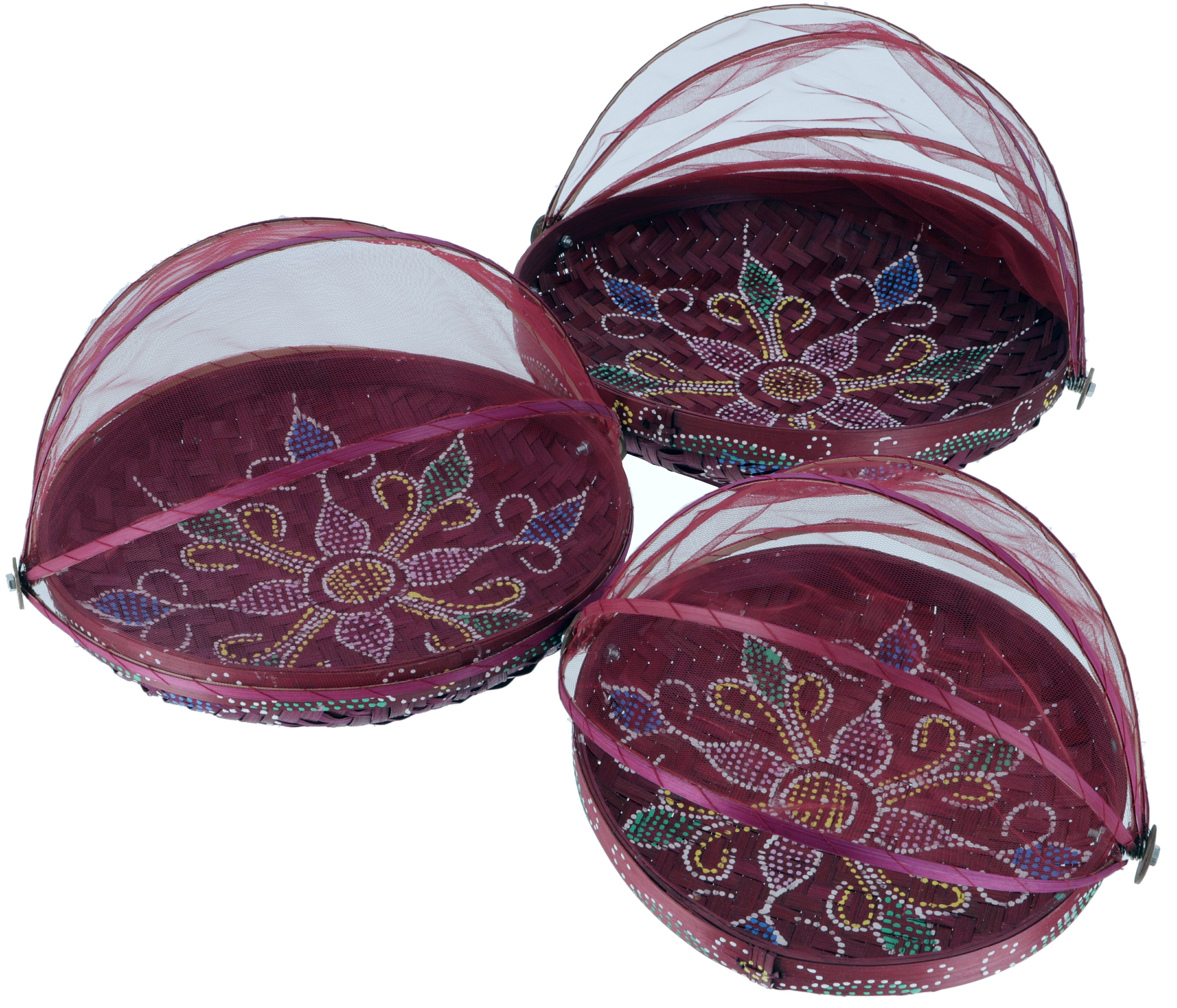 Guru-Shop Dekoobjekt Fliegenschutz Obstkorb in 3 Größen - weinrot/.. günstig online kaufen