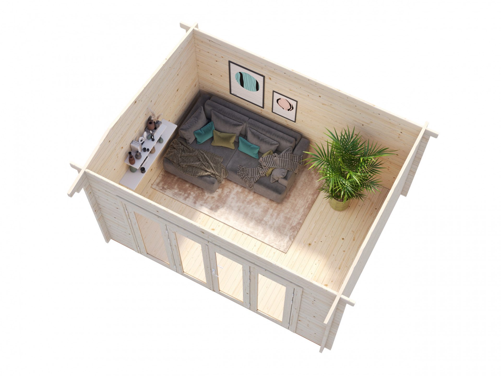 Palmako Gartenhaus 4x3m Holz Ines 11,1 in 44mm Wandstärke, BxT: 410x320 cm, ohne Dacheindeckung