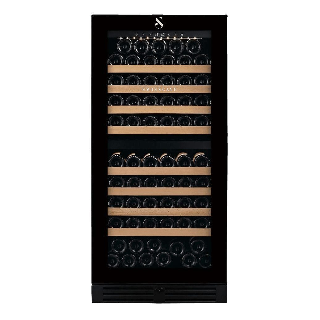 Swisscave Weinkühlschrank WLB-360 DF-MIX für 103 Flaschen, 127cm (H) - 5 Jahre Garantie, für 103 Standardflaschen á 0,75l,2-Zonen Weinkühlschrank, 114 Flaschen, 127 cm (H)