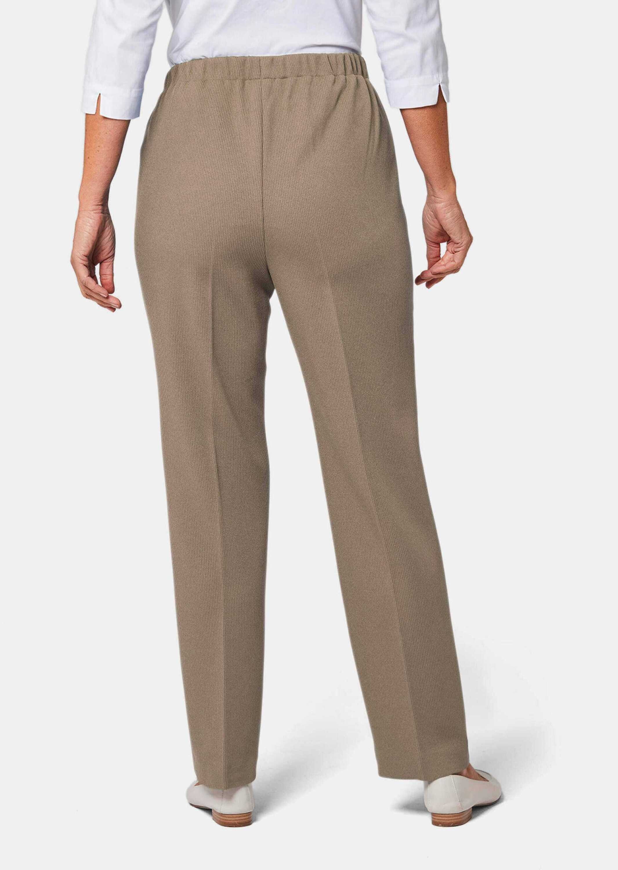 GOLDNER Schlupfhose Rippenhose mit Biesen Bequeme Stretchhose mit Schlupfbund und Knöchellänge