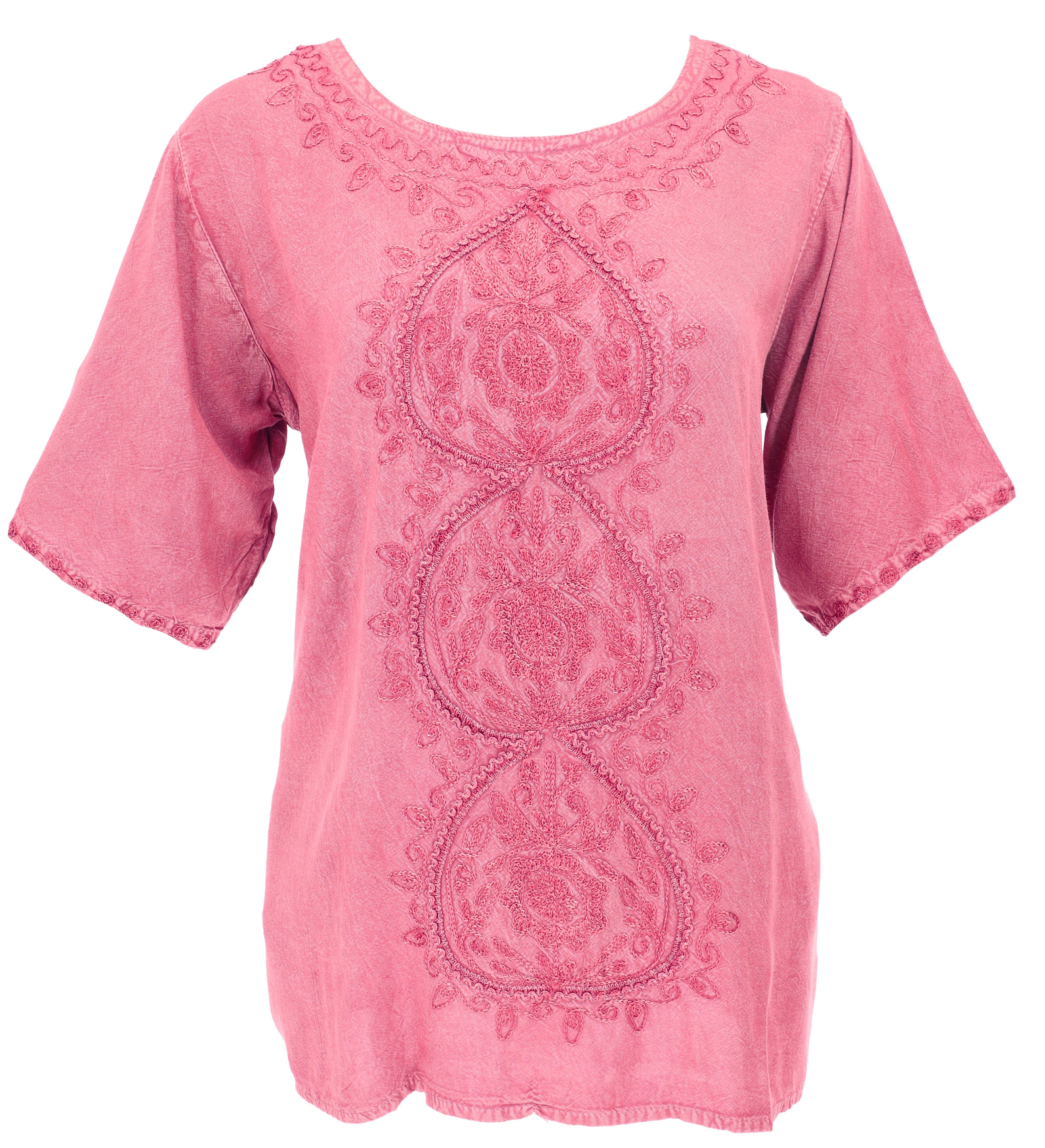 Guru-Shop Longbluse Bestickte indische Tunika, alternative Kurzarm.. alternative Bekleidung