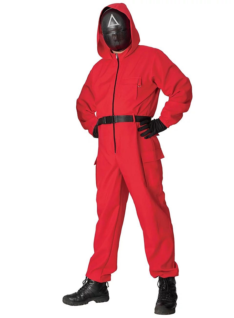 Maskworld Kostüm Korean Game Overall - Halloween Kostüm Herren, Roter Overall der Aufseher