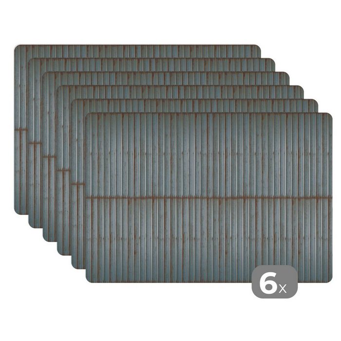 Platzset Rustikal - Wellstahl - Rost - Muster MuchoWow (6-St) Platzset Platzdecken Platzmatte Tischmatten Schmutzabweisend