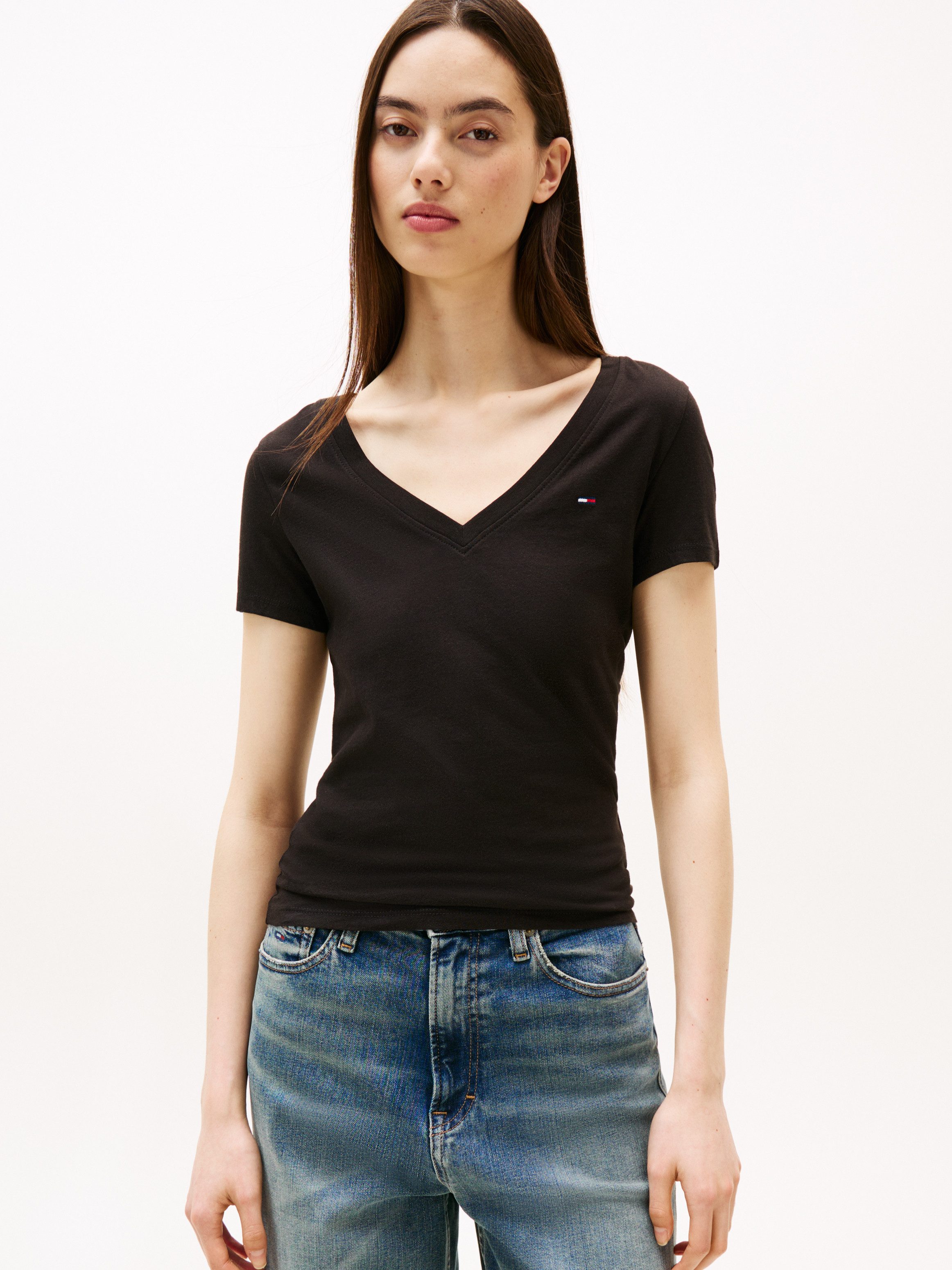 Tommy Jeans T-Shirt TJW 2PACK V-NECK TEE (Packung, 2-tlg., 2-er Pack) mit L günstig online kaufen