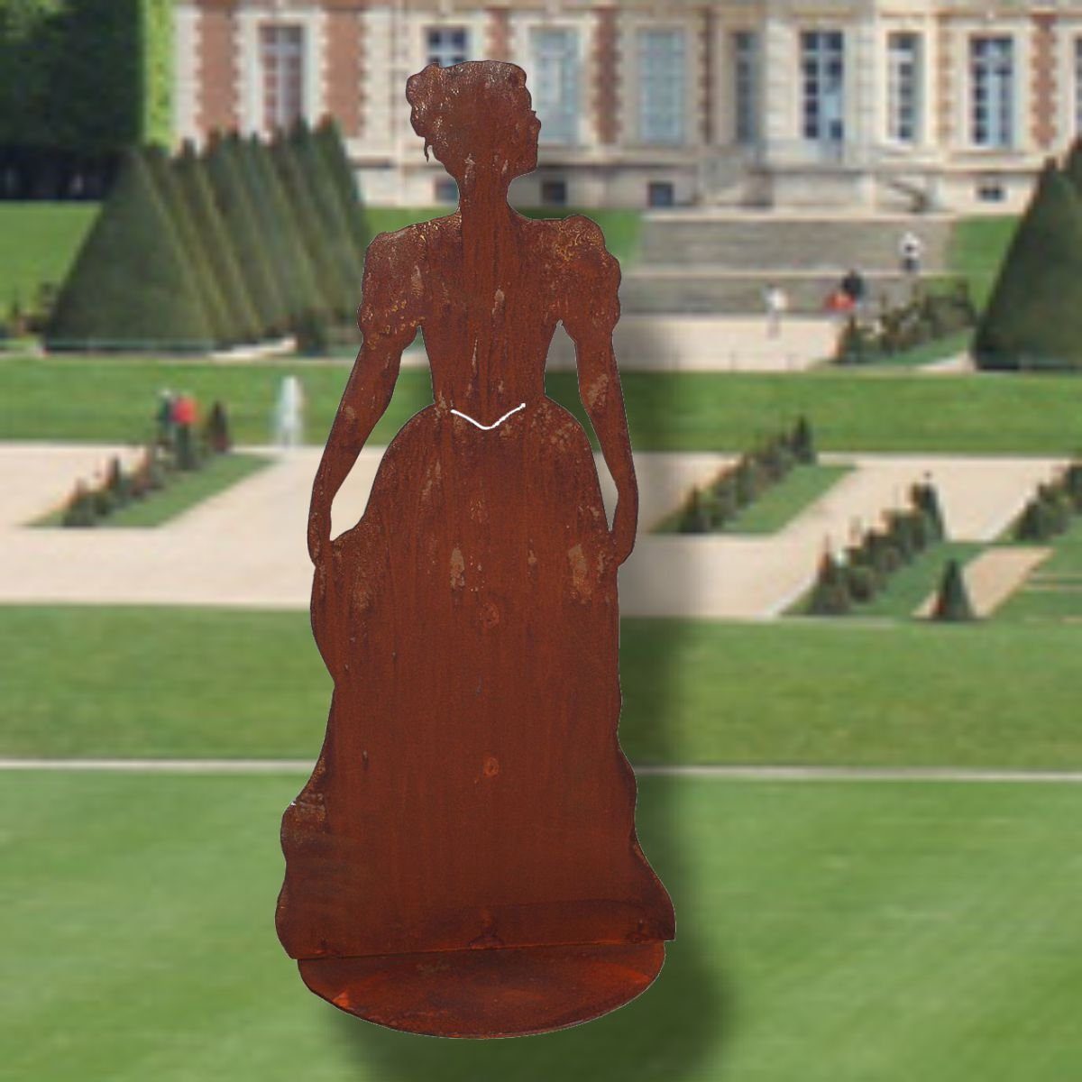 (Stück) Gartenfigur 440s mit Ballkleid, 440s Rost-Mademoiselle