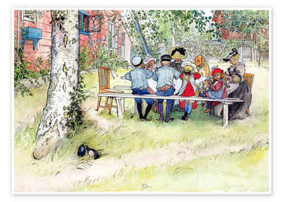 Posterlounge Poster Carl Larsson, Frühstück unter der großen Birke, Flur Landhausstil Malerei
