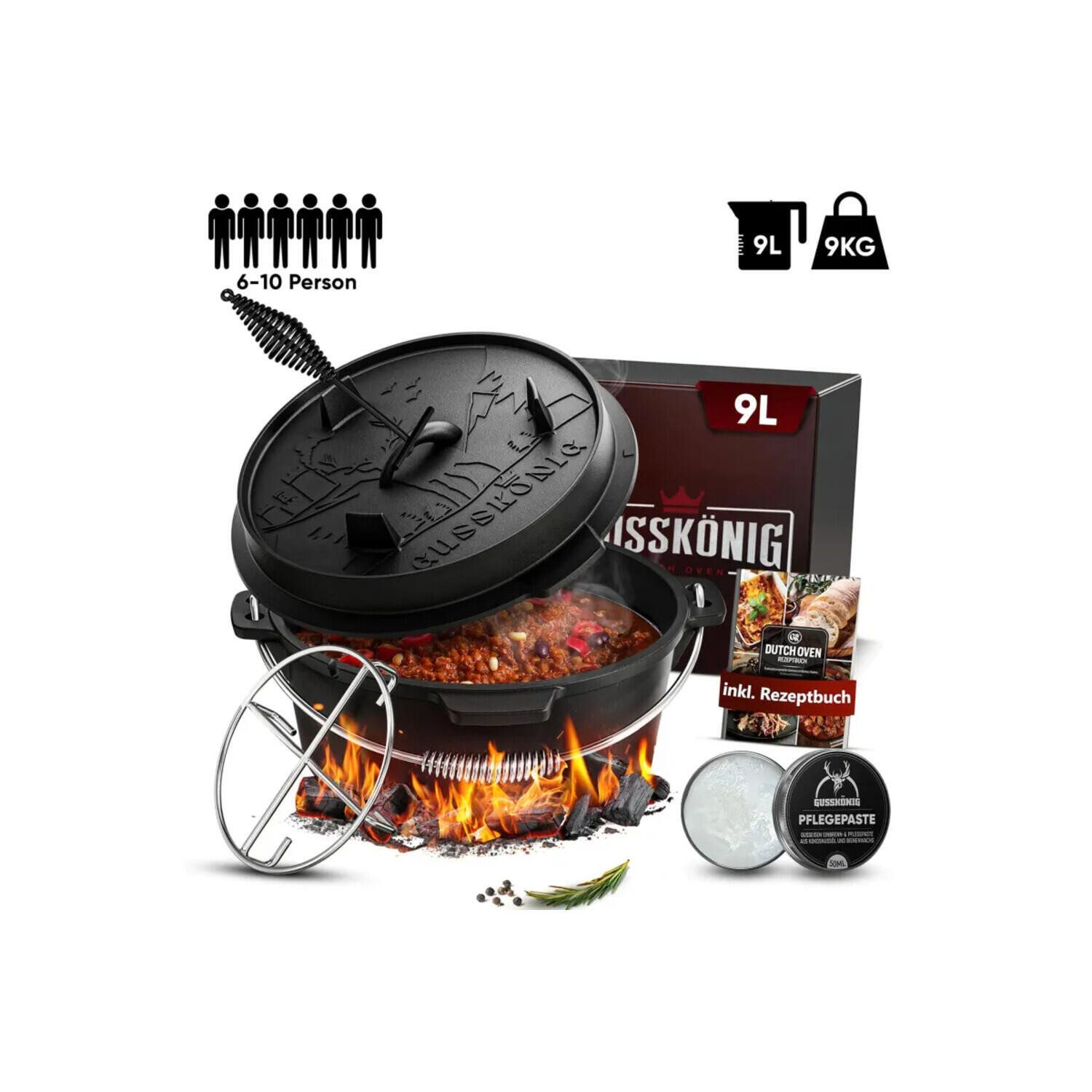 GUSSKÖNIG Bräter Dutch Oven Set 9 L ohne Füße