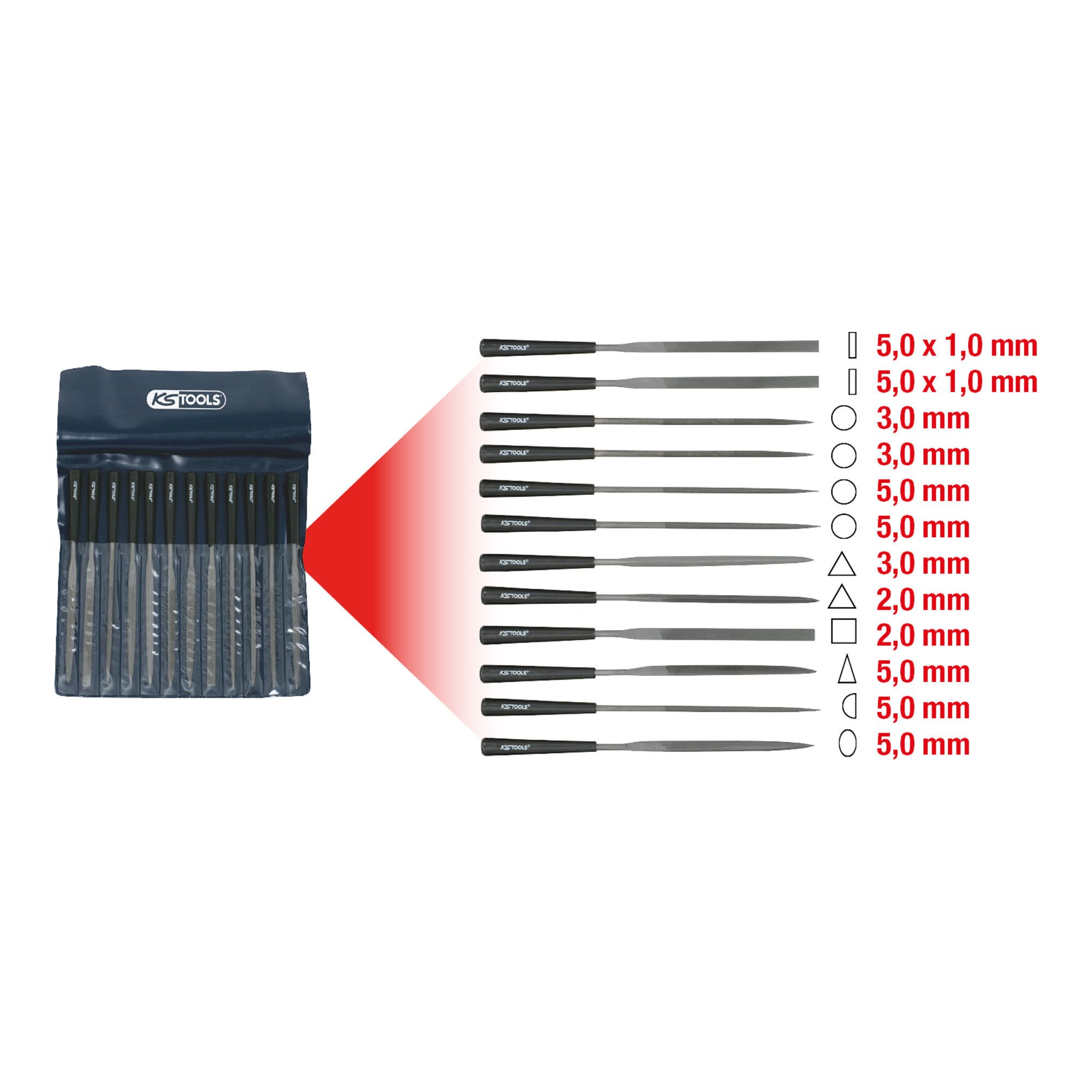 KS Tools Feile KS Tools Nadelfeilen-Satz mit Kunststoffheft, 12-teilig