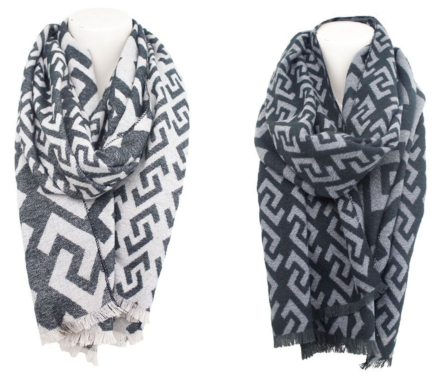 chic4home Schal Winter Weave, (1-St. 1-teilig), Damen Schal ca.65x190cm grafisches Muster weiches Kaschmir-Gefühl