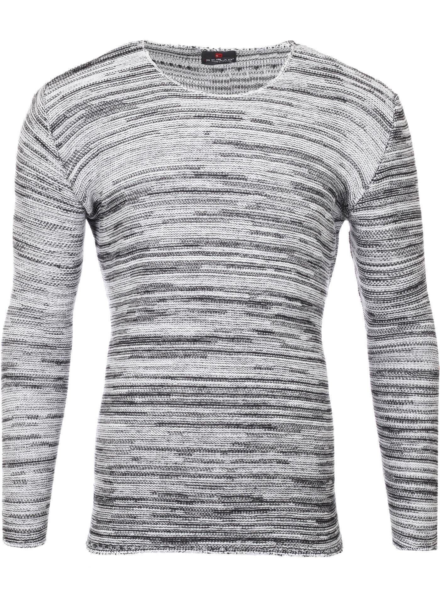 Reslad Strickpullover Reslad Strickpullover Herren-Pullover Melange Look Grobstrick-Pulli (1-tlg) Slim Fit Rundhalspullover für Männer