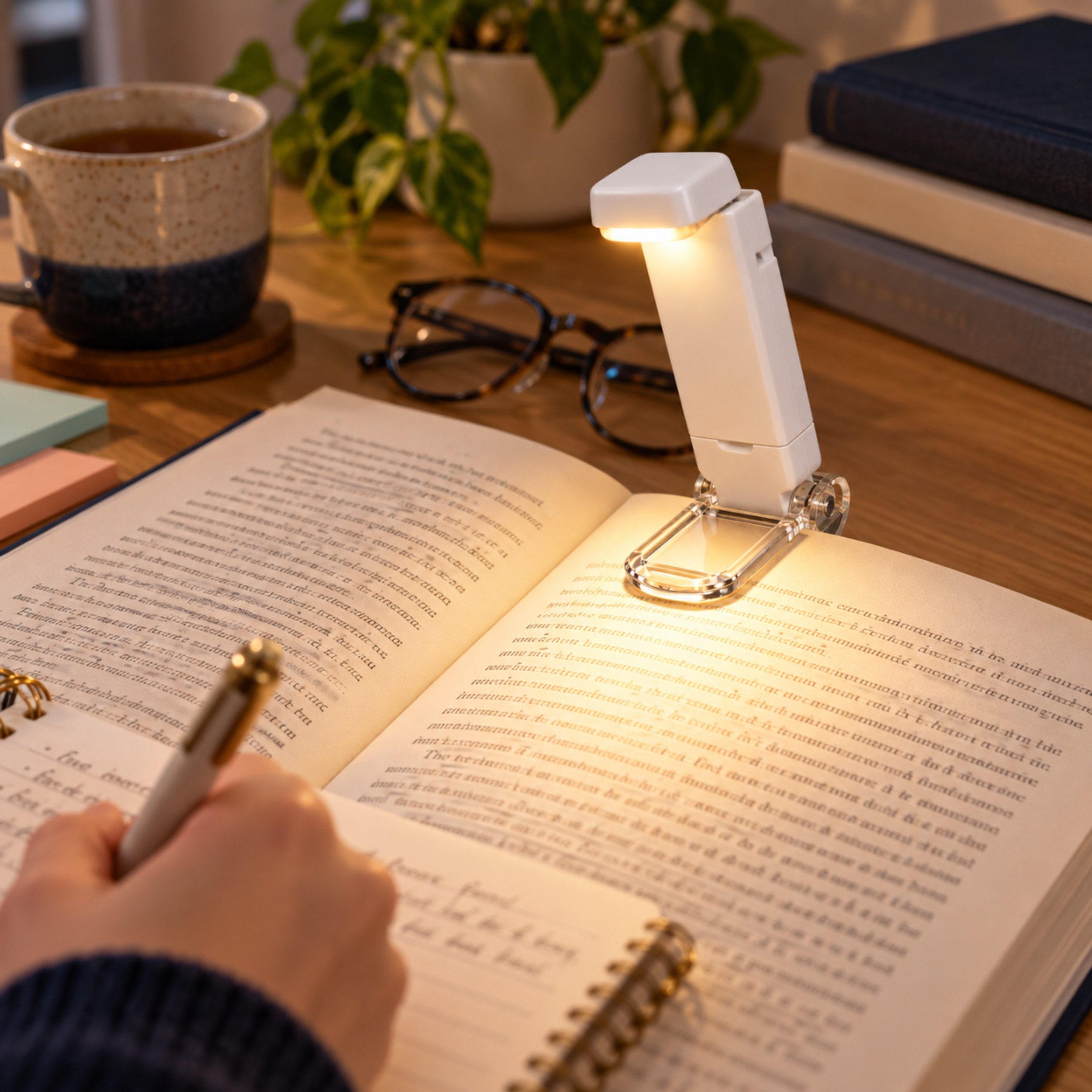 PlugUp LED Leselampe Leselampe zum Klemmen, 3 Helligkeitsstufen, USB-aufladbar, Drehbare Klemmleuchte, LED fest integriert, Warmweiß, LED-Leselampe zum Klemmen  – Bild 3 von 5