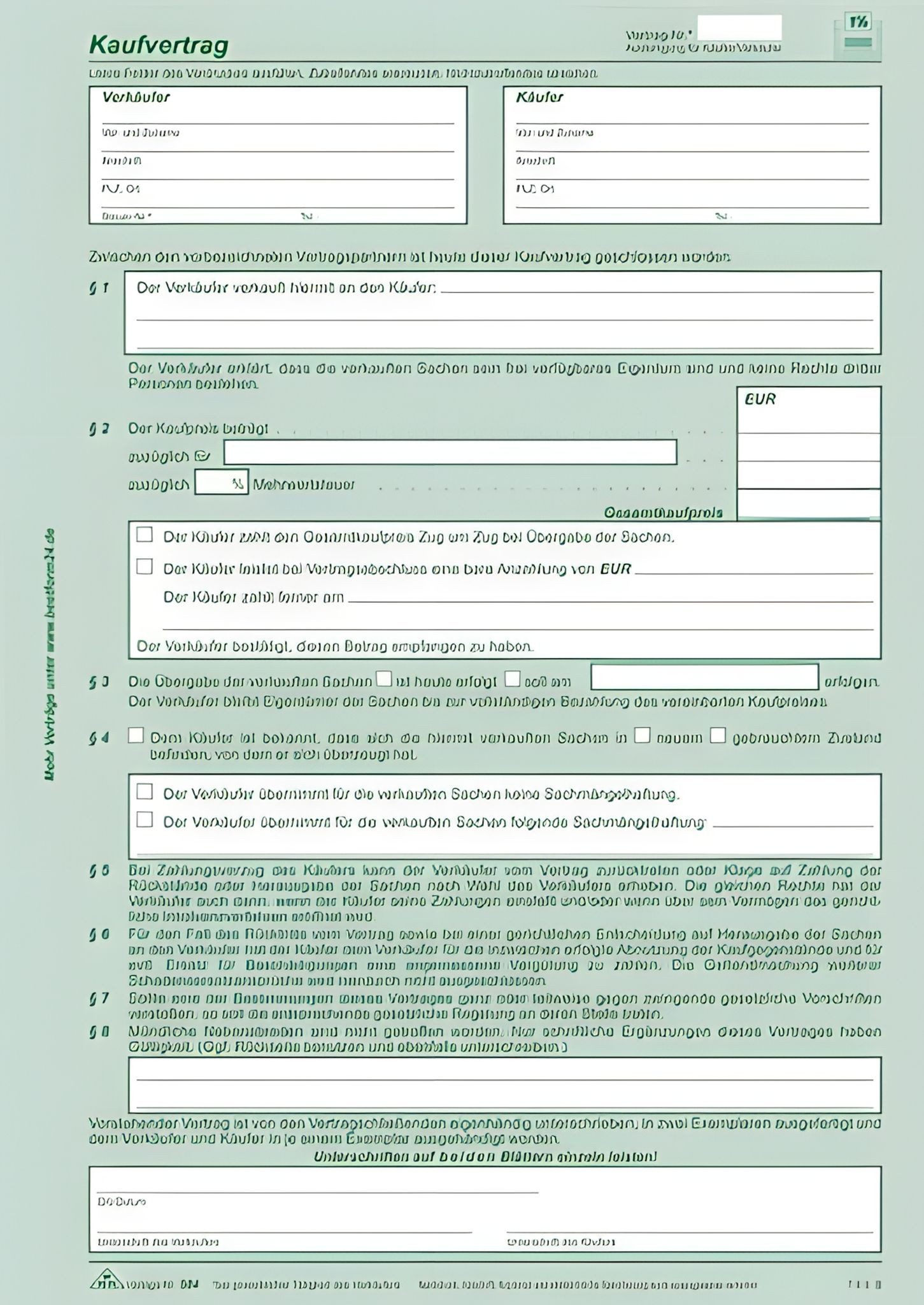 RNK Formularblock RNK Kaufvertrag für Gegenst. aller Art A4 SD 2Bl