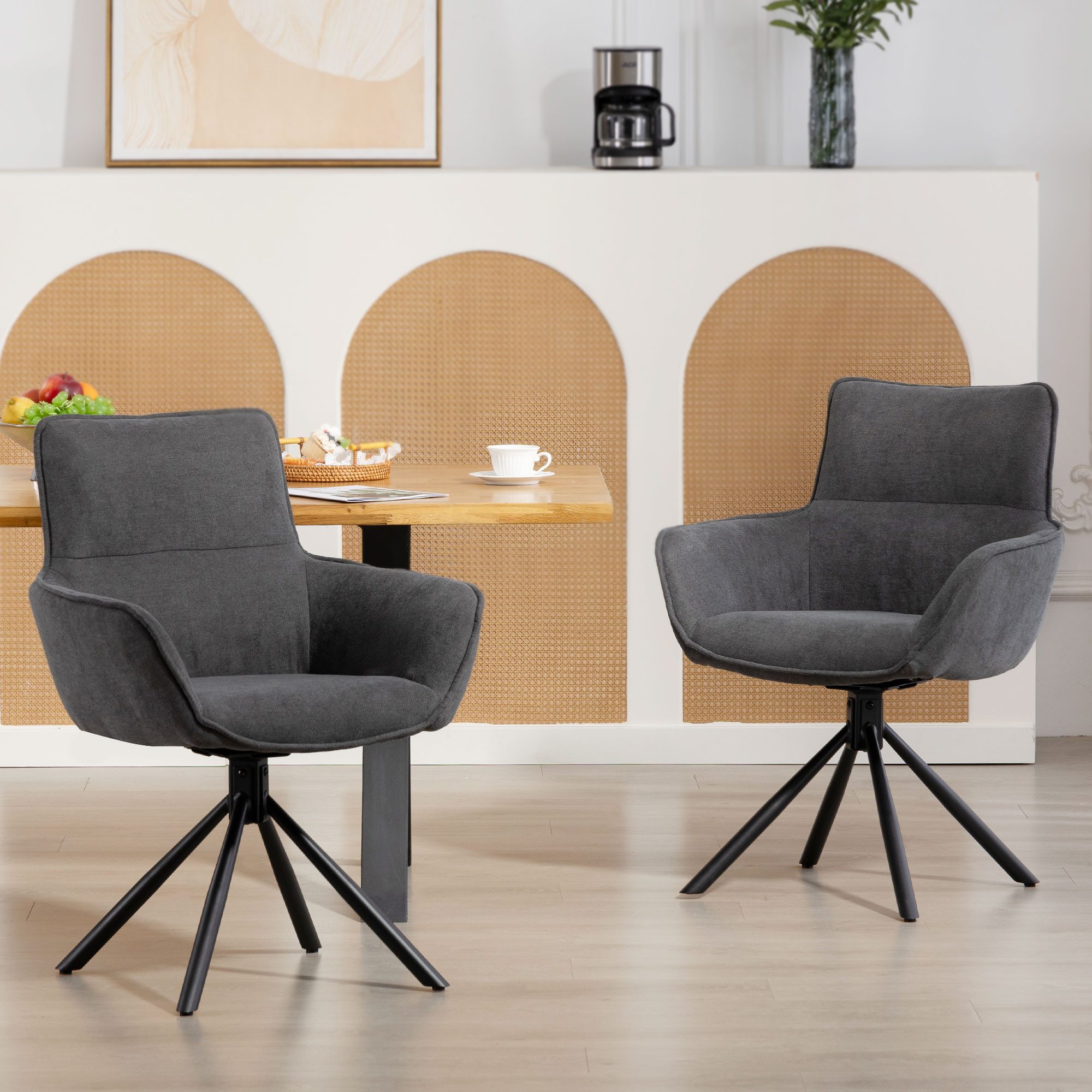 HOMCOM Esszimmerstuhl Drehbar Sessel mit Armlehne, günstig online kaufen