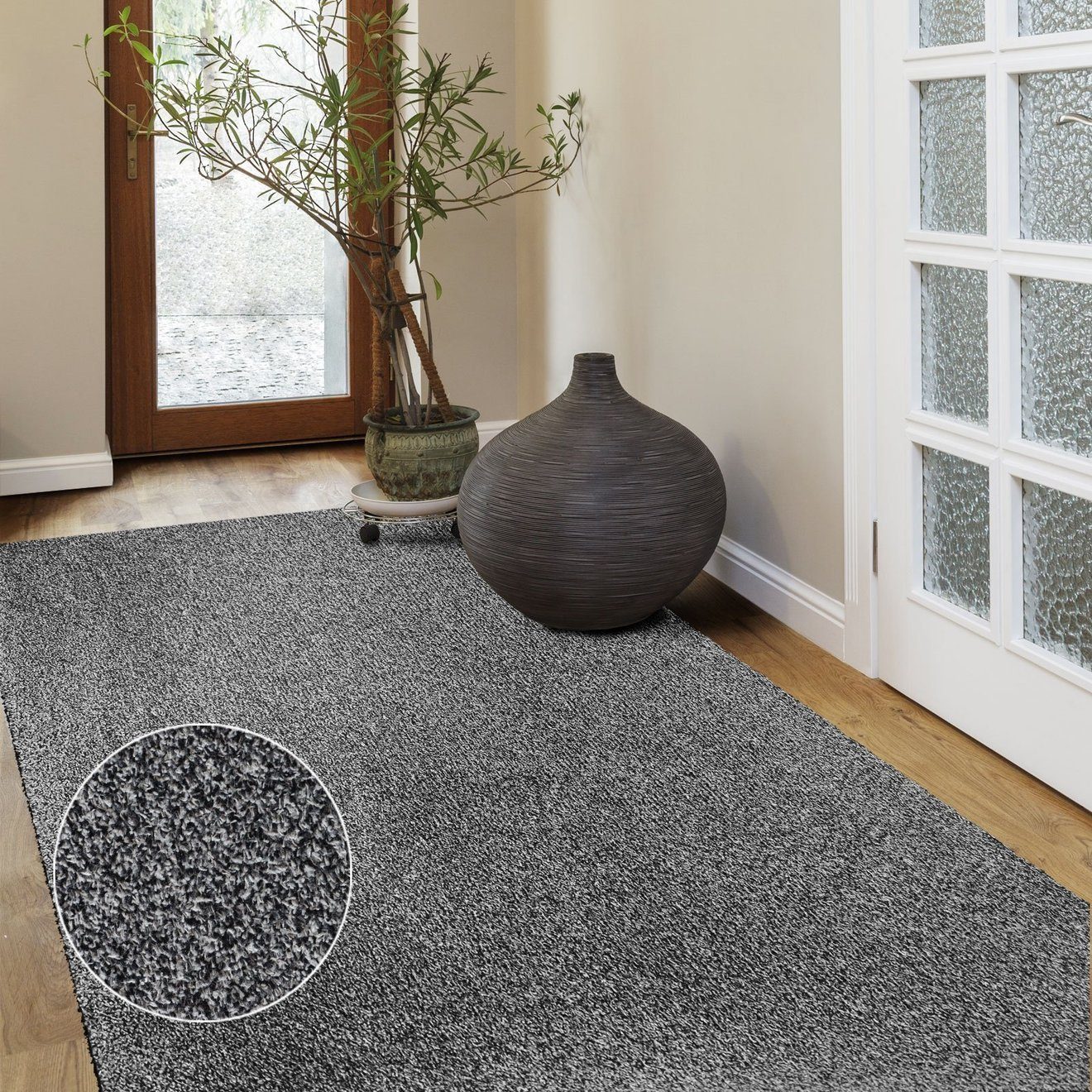 Fußmatte Bari Grau, rechteckig, geeignet Sauberlaufmatte, für 6 waschbare mm Karat, Fußbodenheizung, Höhe