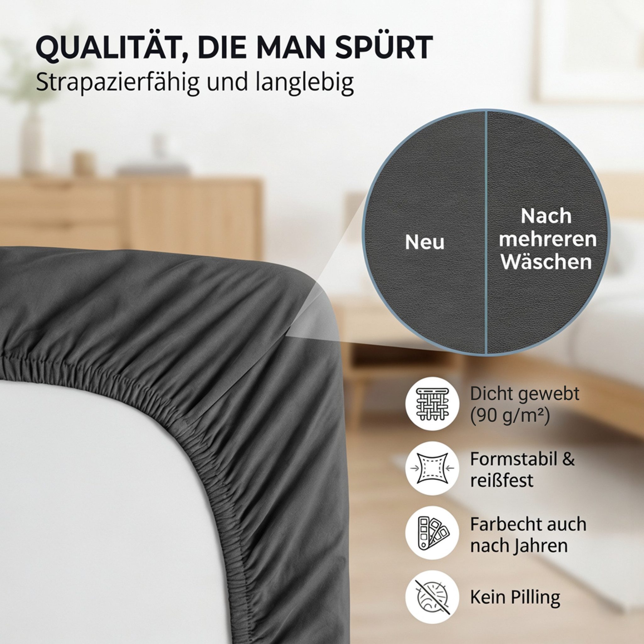 Komfortec Spannbettlaken Boxspringbett bis 15cm - 30cm Matratzenhöhe, Mikrofaser, Gummizug: Rundum, (2 Stück) – Bild 5 von 5
