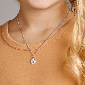 NICEANDnoble Kette mit Anhänger 925er Sterlingsilber Panzerkette mit Anhänger Fußball-Plakette