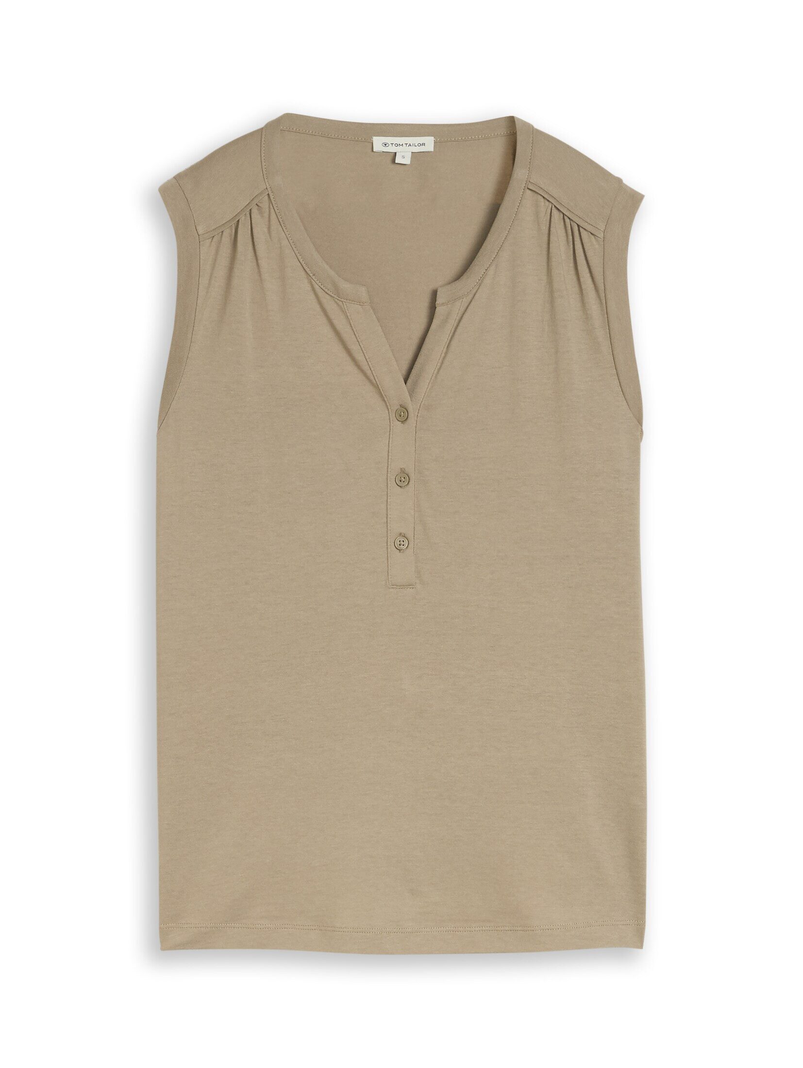 TOM TAILOR Trägertop T-Shirt Henley Top mit Raffungen
