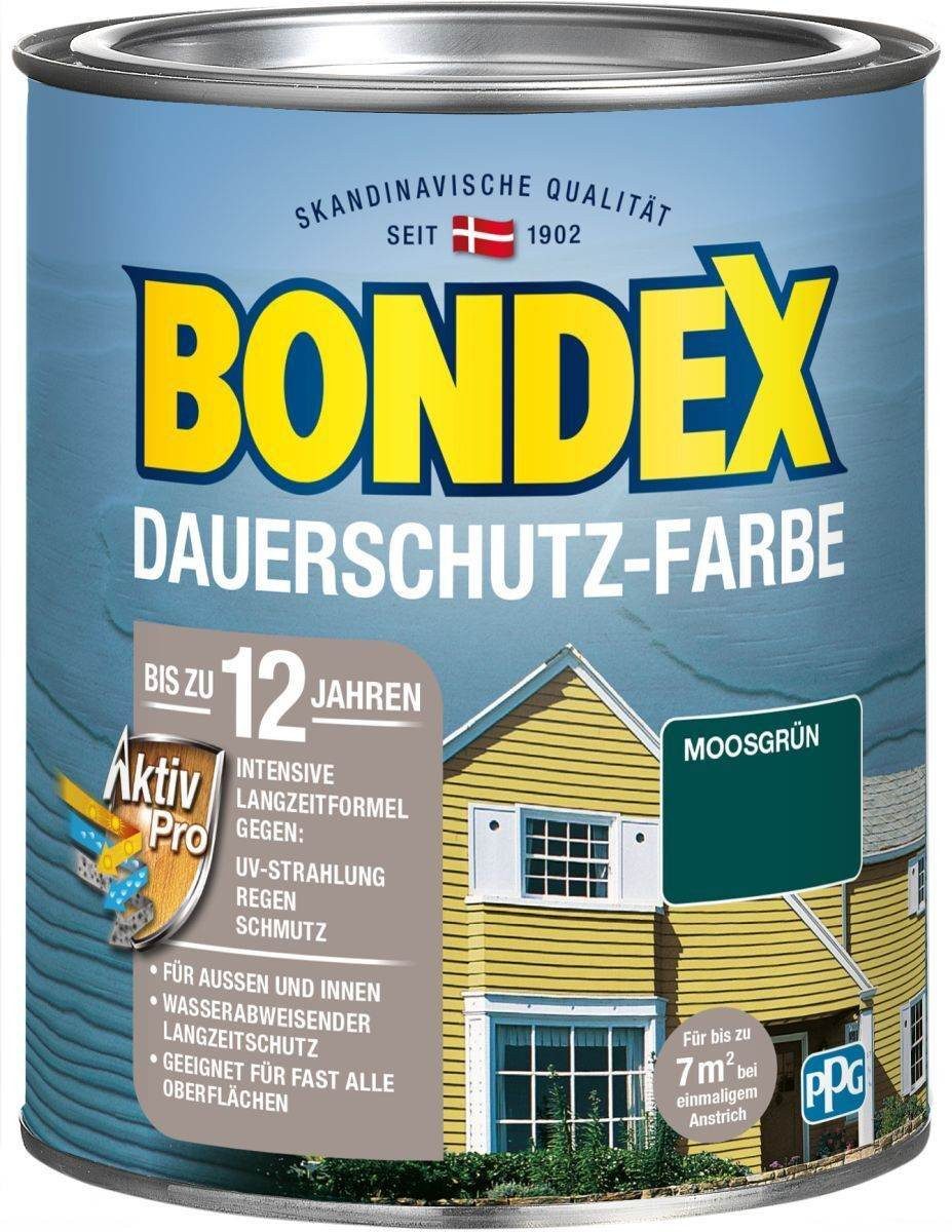 Bondex Wetterschutzfarbe BONDEX Dauerschutz Farbe 0,75L, Holzfarbe, Hochdeckend, Moosgrün