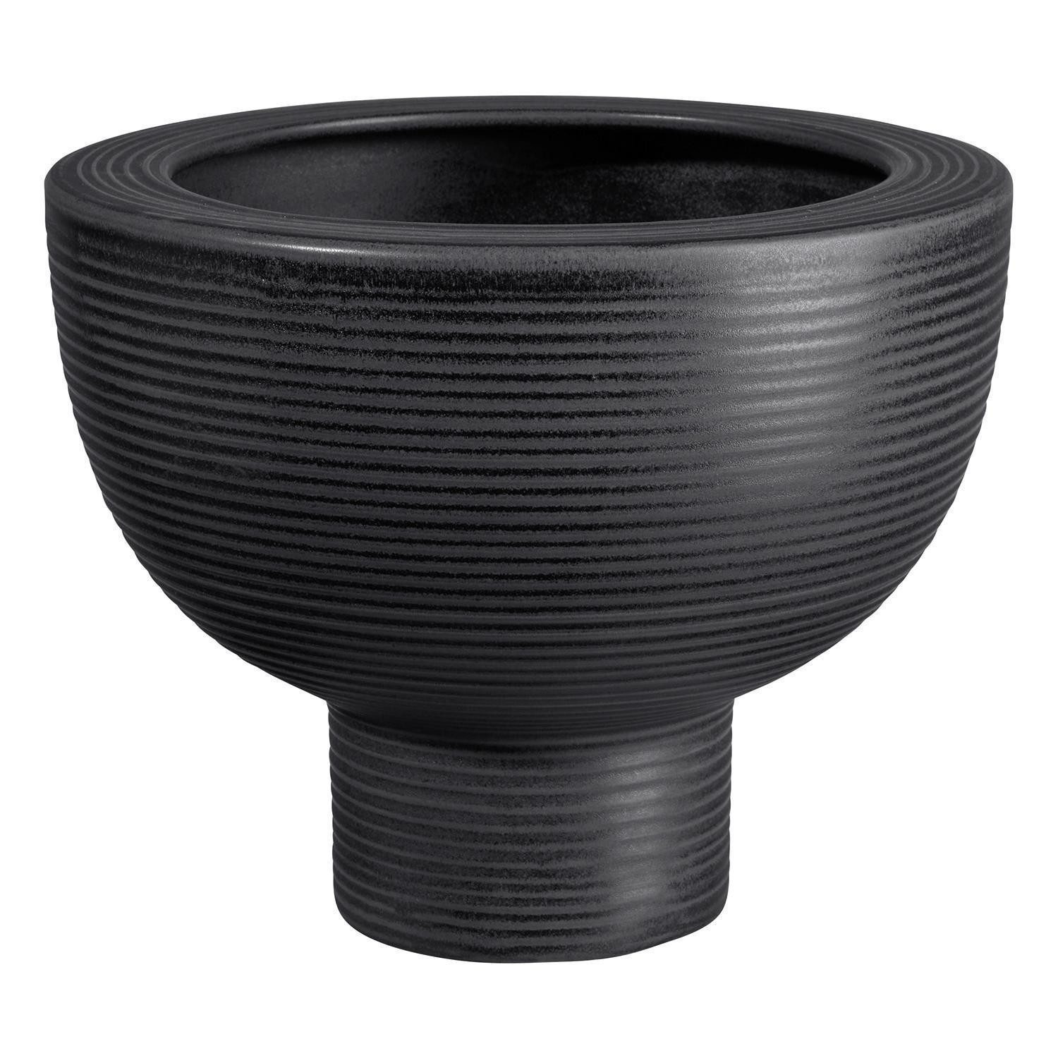 Übertopf MIDORO, H 20 cm, Schwarz, Steingut