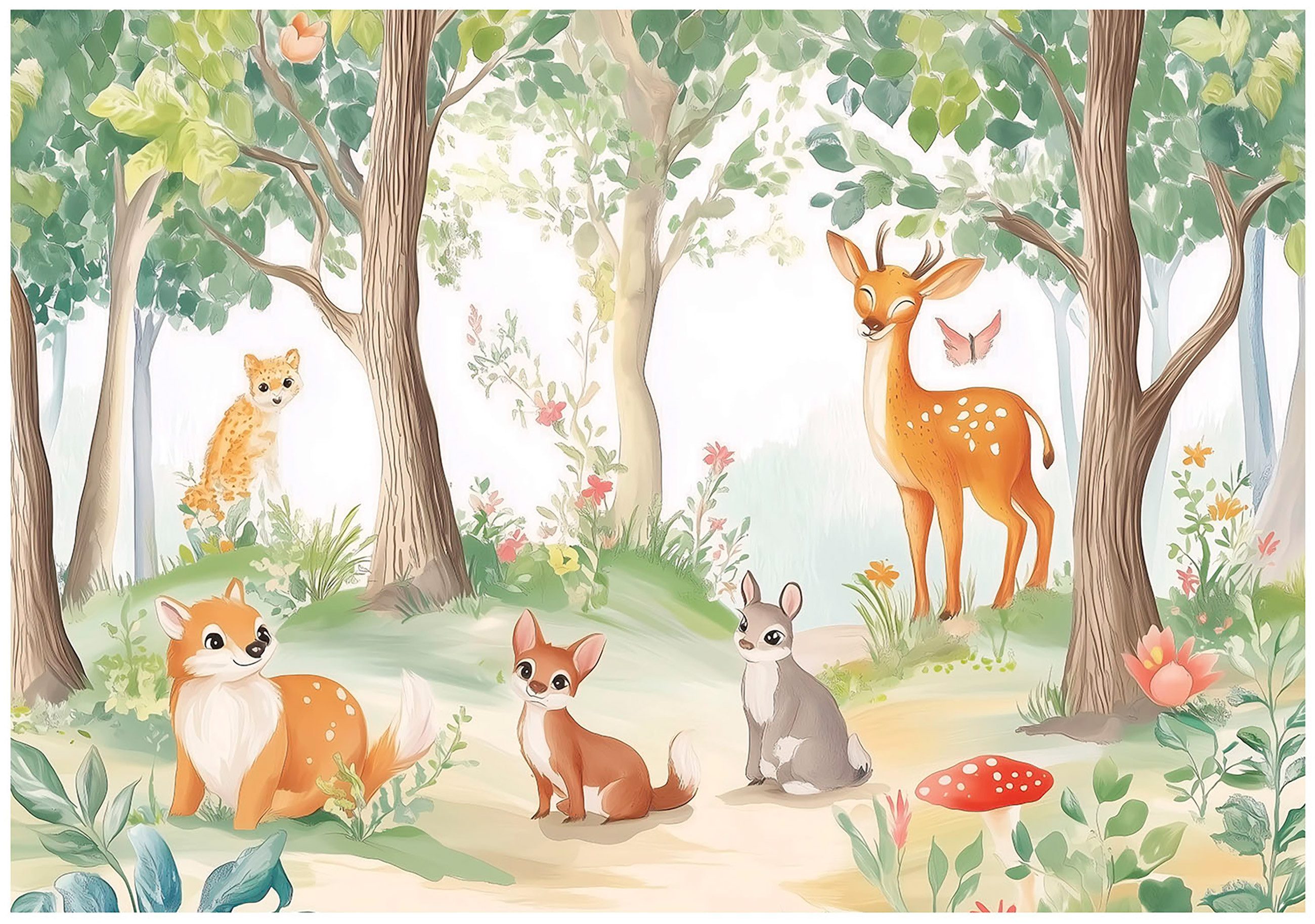 Wallarena Fototapete Kinderzimmer Wald Tiere Jungen günstig online kaufen