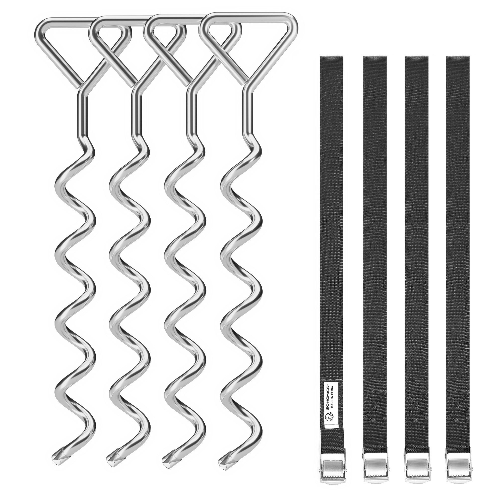 SONGMICS Spanngurt Eisen-Bodenanker Spiral-Bodenverankerung, 8 -St.