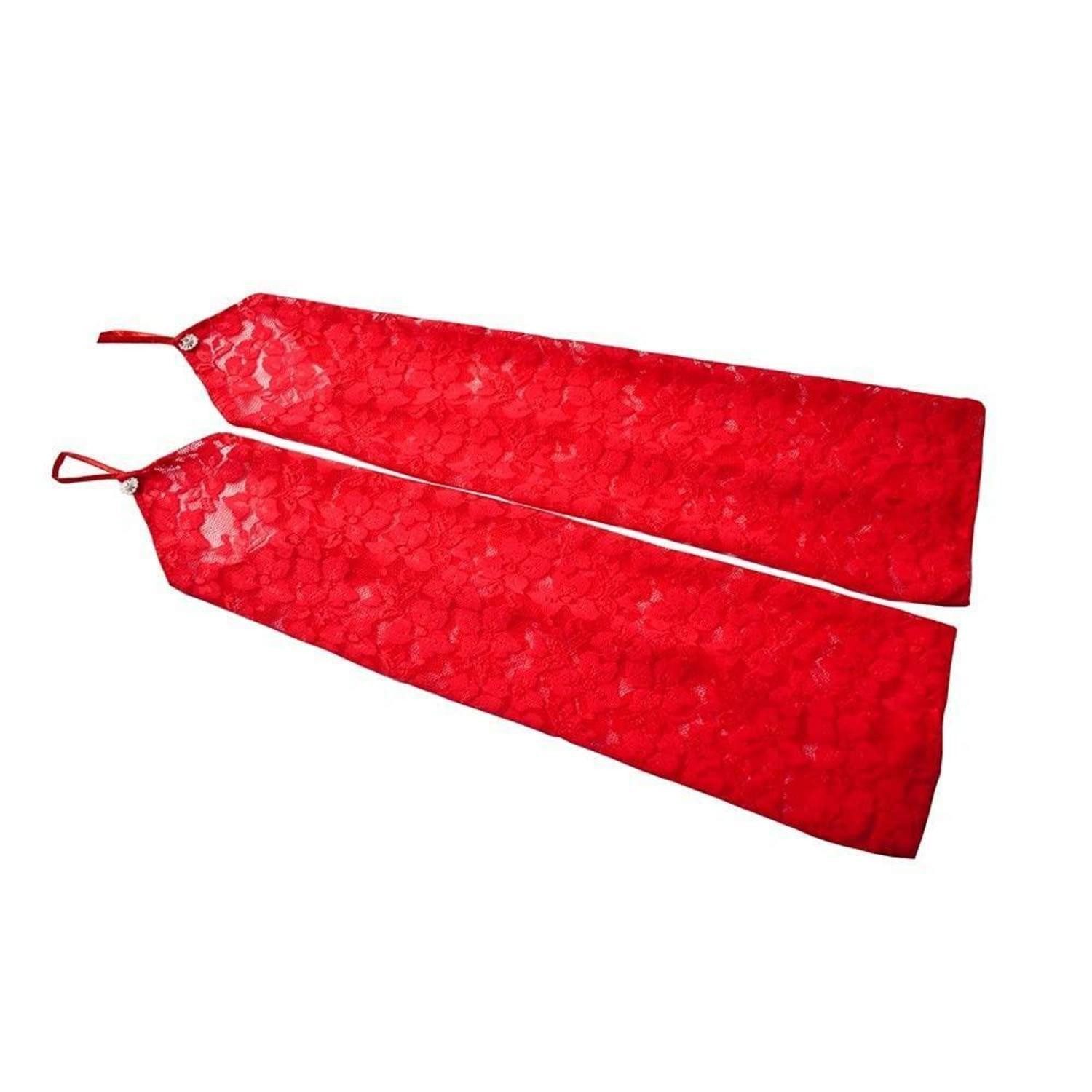 LuxusKollektion Abendhandschuhe Brauthandschuhe Abendhandschuhe Spitze Lang Rot (1-St)